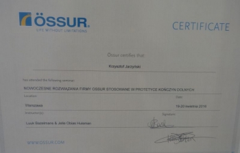 Protetyka konczyn dolnych Ossur 2016